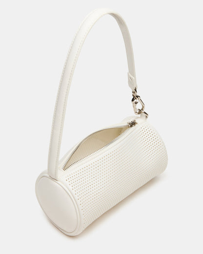 PRIYA Perforated Bag White Mini Barrel Shoulder Handbag - Steve Madden