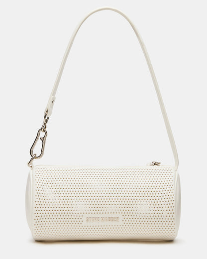 PRIYA Perforated Bag White Mini Barrel Shoulder Handbag - Steve Madden