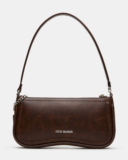 ANGEL Bag Brown Distressed Top-Zipper Structured Shoulder Strap Handbag - Steve Madden
