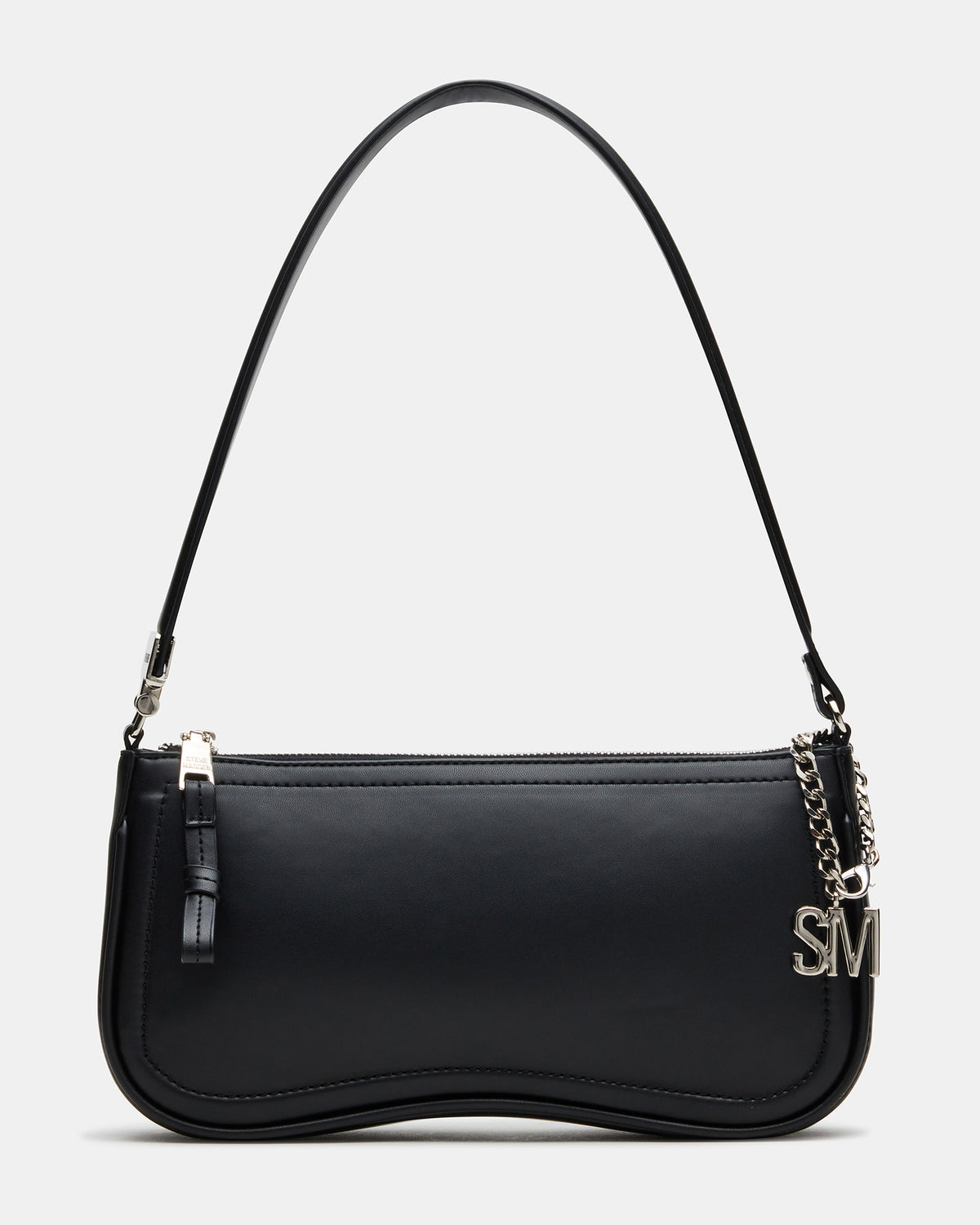 ANGEL Bag Black Top-Zipper Structured Shoulder Strap Handbag - Steve Madden