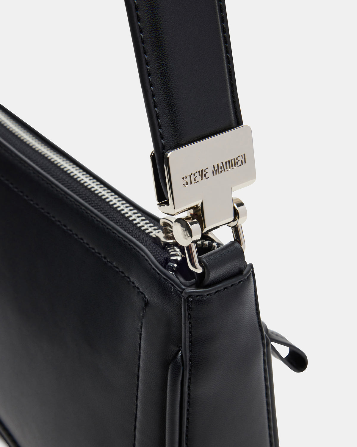 ANGEL Bag Black Top-Zipper Structured Shoulder Strap Handbag - Steve Madden