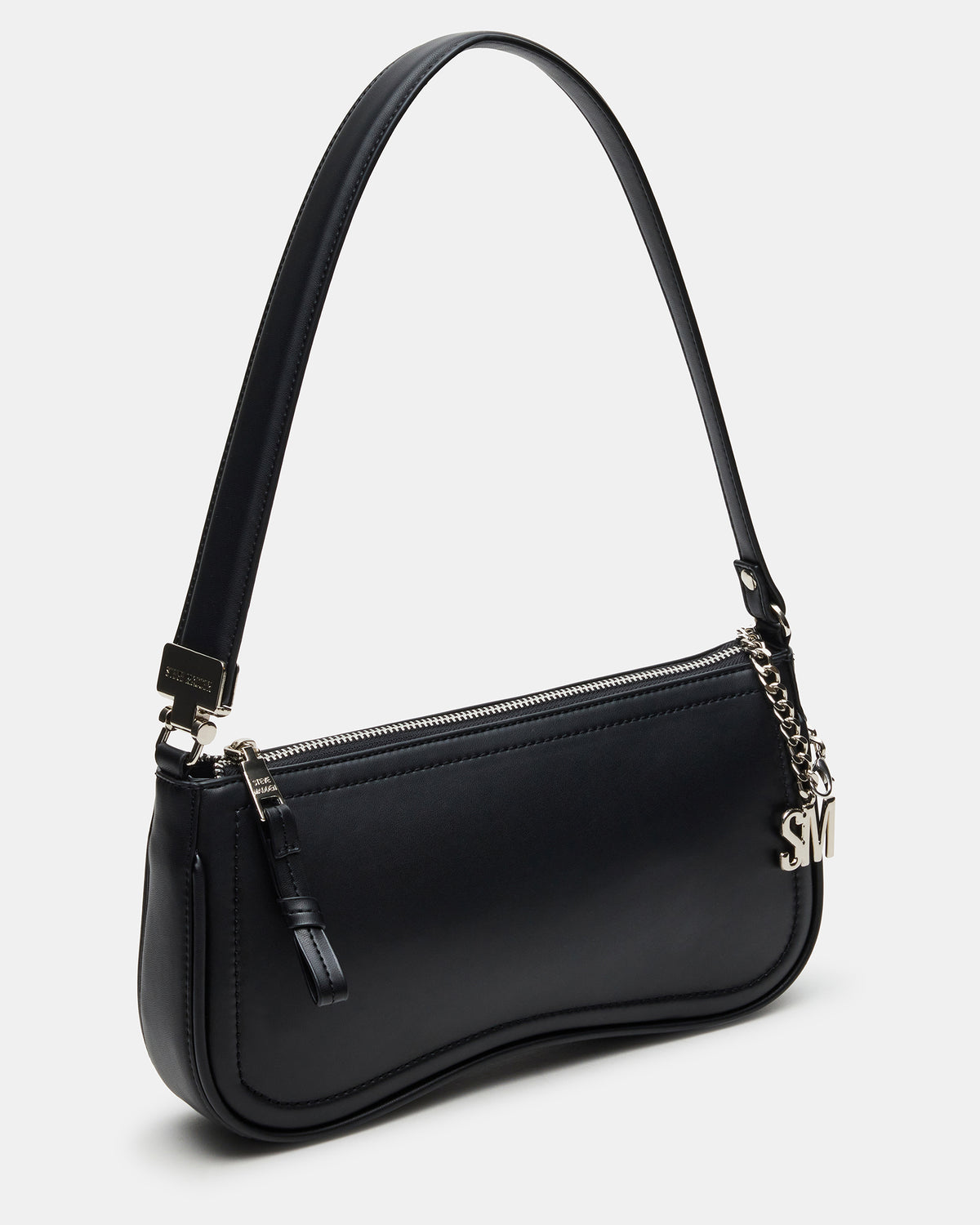ANGEL Bag Black Top-Zipper Structured Shoulder Strap Handbag - Steve Madden