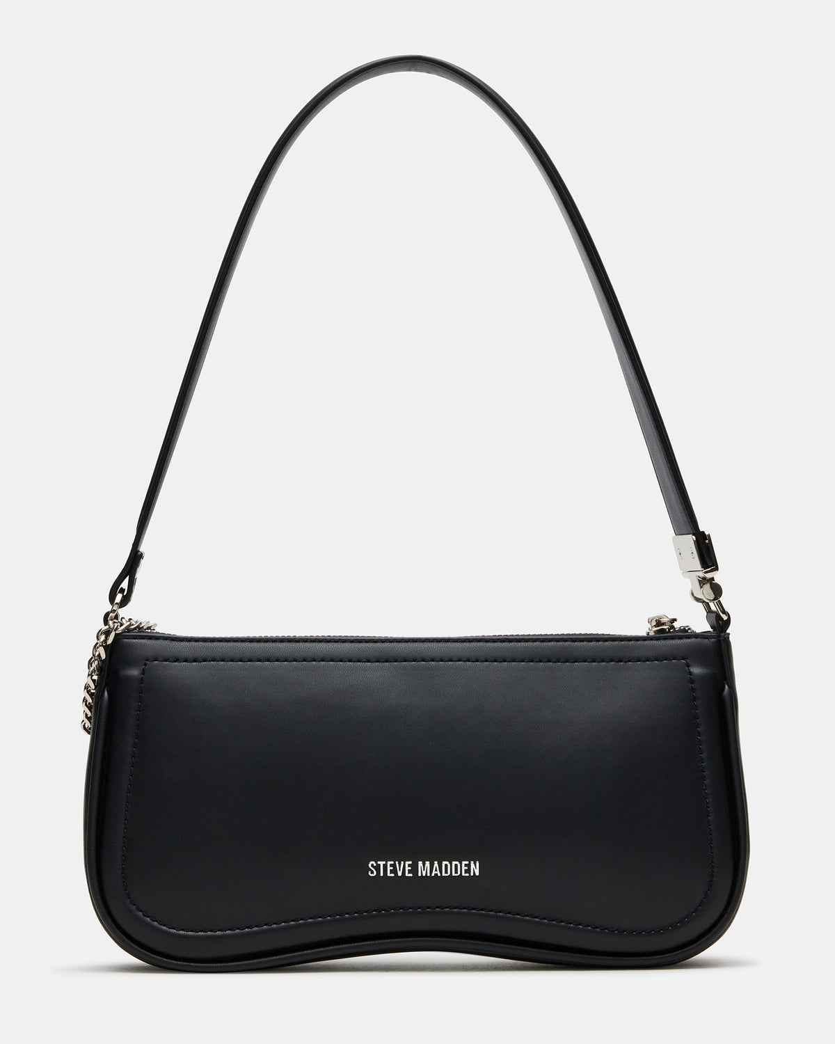 ANGEL Bag Black Top-Zipper Structured Shoulder Strap Handbag - Steve Madden