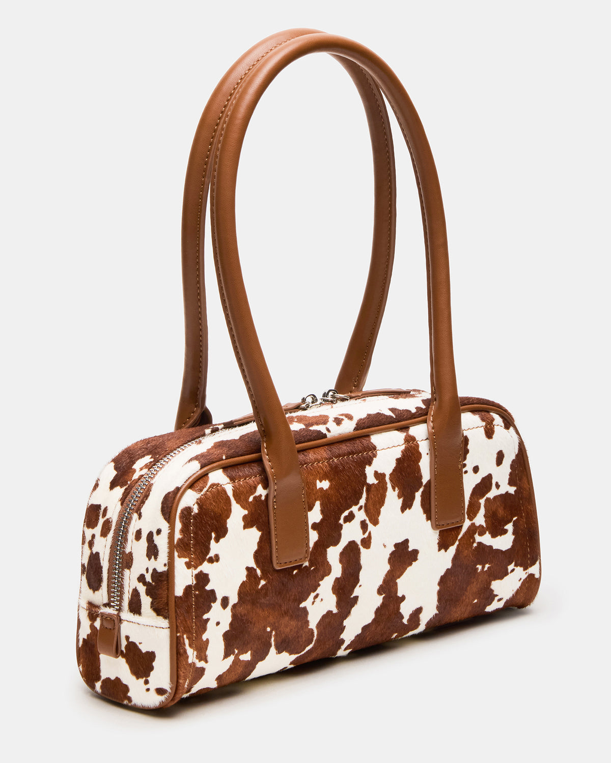 ANISE Bag Brown Cow Print Elongated Shoulder Strap Handbag - Steve Madden