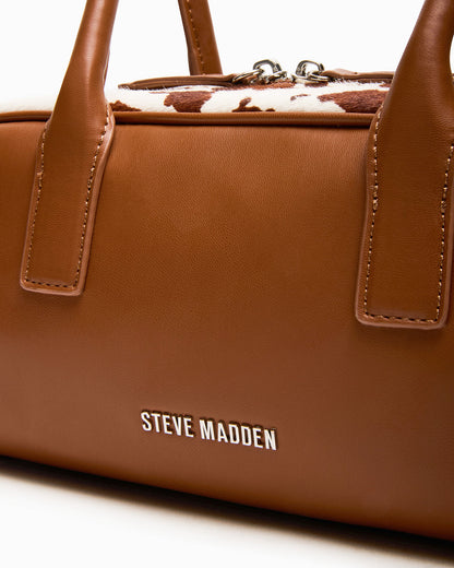 ANISE Bag Brown Cow Print Elongated Shoulder Strap Handbag - Steve Madden