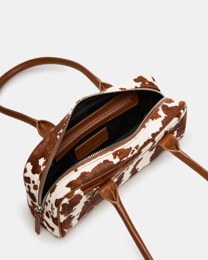 ANISE Bag Brown Cow Print Elongated Shoulder Strap Handbag - Steve Madden
