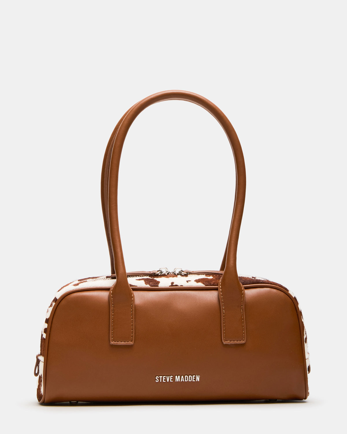 ANISE Bag Brown Cow Print Elongated Shoulder Strap Handbag - Steve Madden