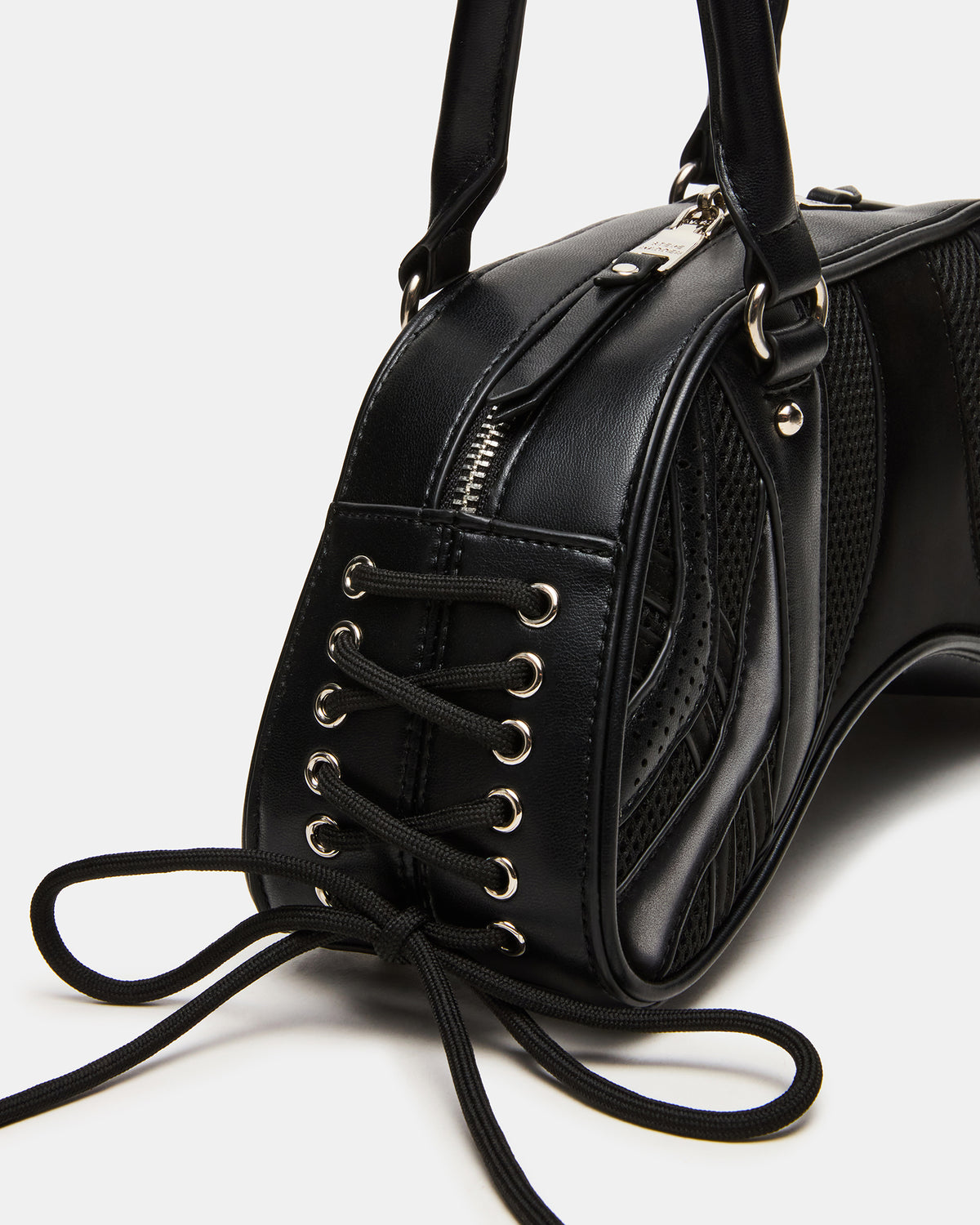 KODY Bag Black Lace-Up Buckle Shoulder Strap Handbag - Steve Madden