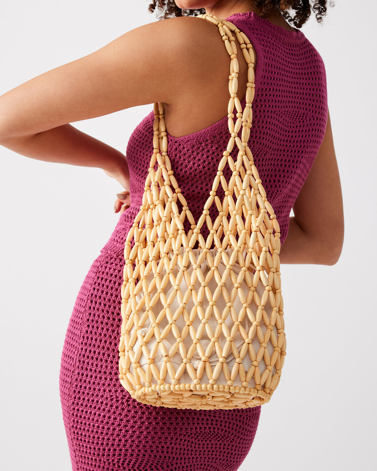 FIJI Natural Women's Beaded Shoulder Bag - Steve Madden