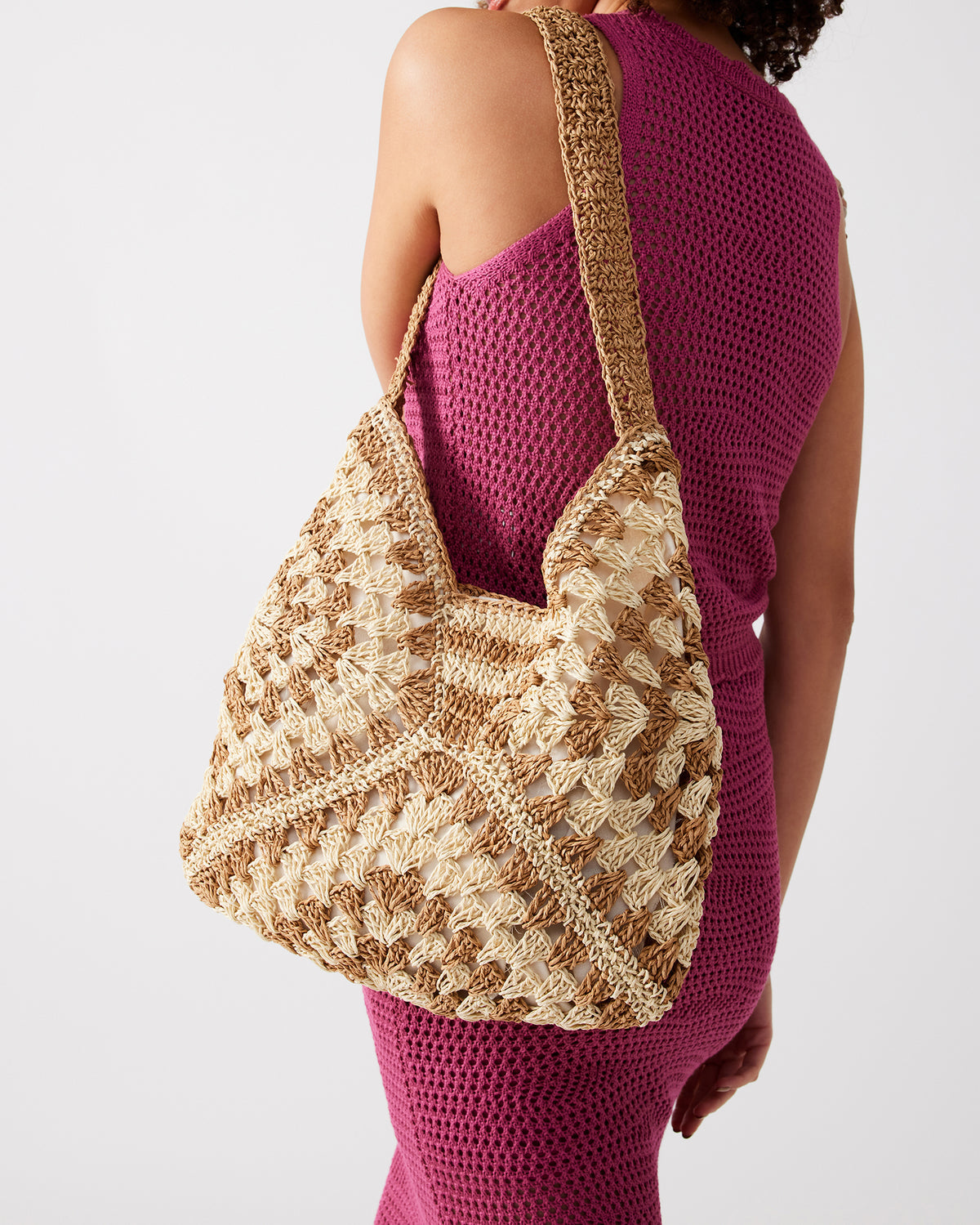 BORA Natural Multi Women's Raffia Hobo Shoulder Bag - Steve Madden