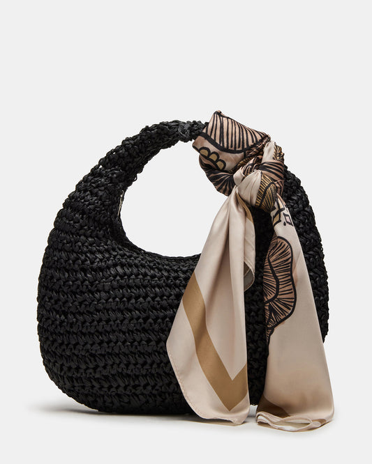 DAENRYS Black Women's Crescent Shaped Straw Shoulder Bag - Steve Madden