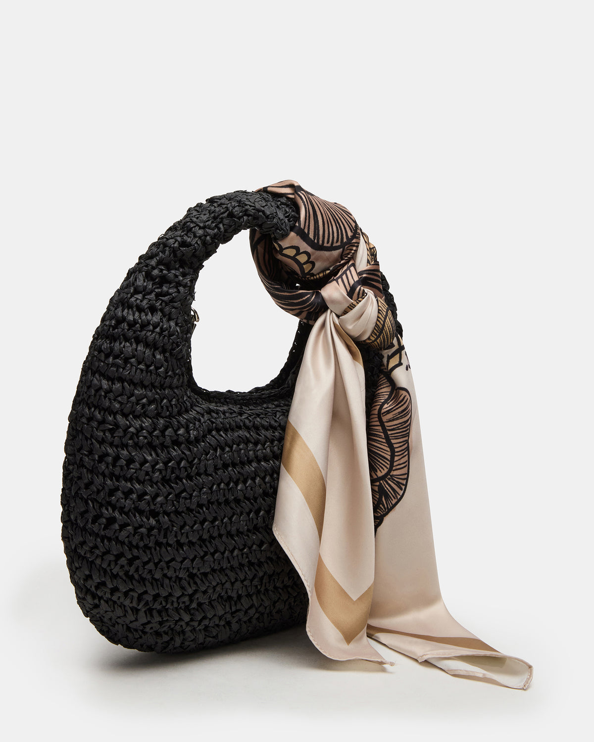 DAENRYS Black Women's Crescent Shaped Straw Shoulder Bag - Steve Madden