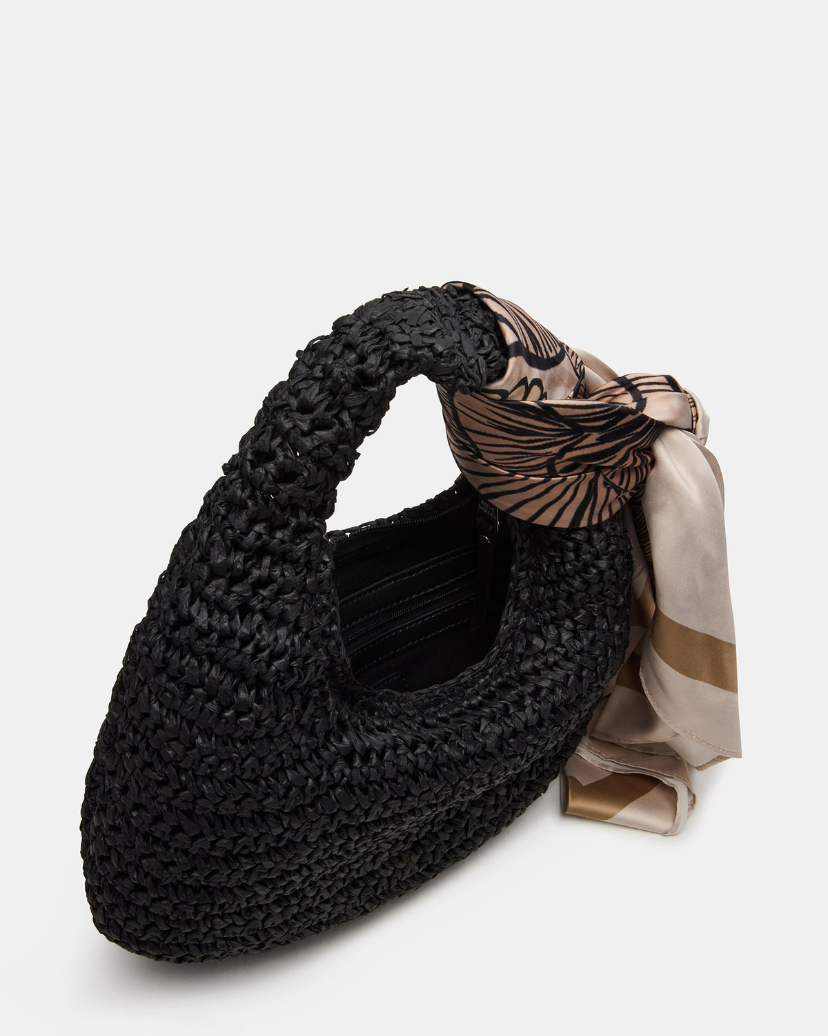 DAENRYS Black Women's Crescent Shaped Straw Shoulder Bag - Steve Madden