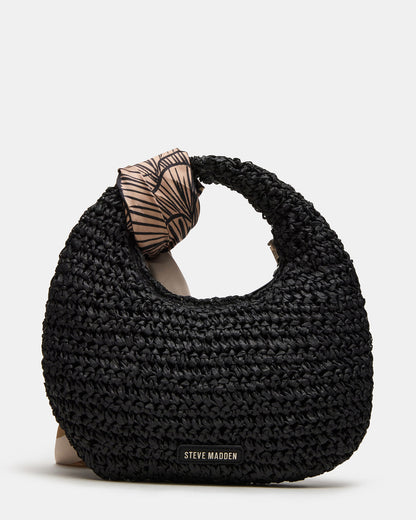 DAENRYS Black Women's Crescent Shaped Straw Shoulder Bag - Steve Madden
