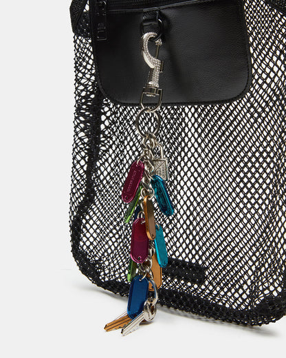 MAKIA Black Women's Crystal Rhinestone Shoulder Strap Net Tote Handbag - Steve Madden