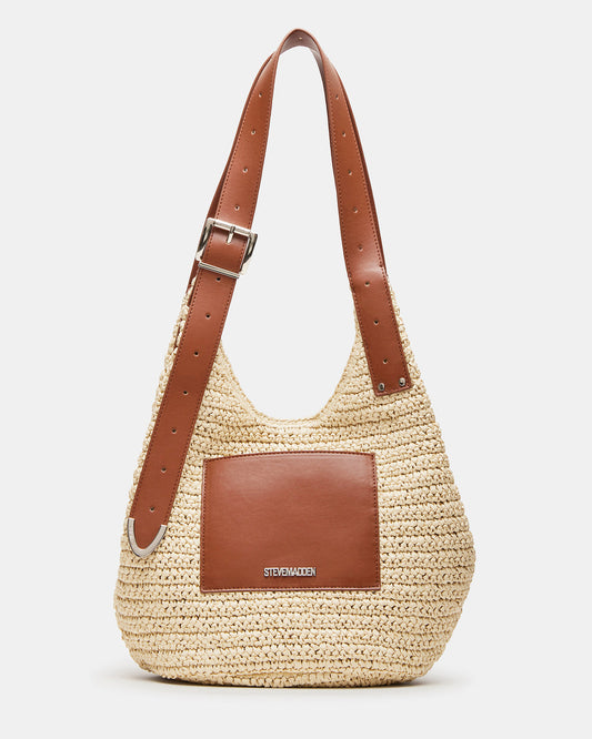 HIPPEE Cognac Multi Women's Belt Tip Buckle Shoulder Strap Bag - Steve Madden