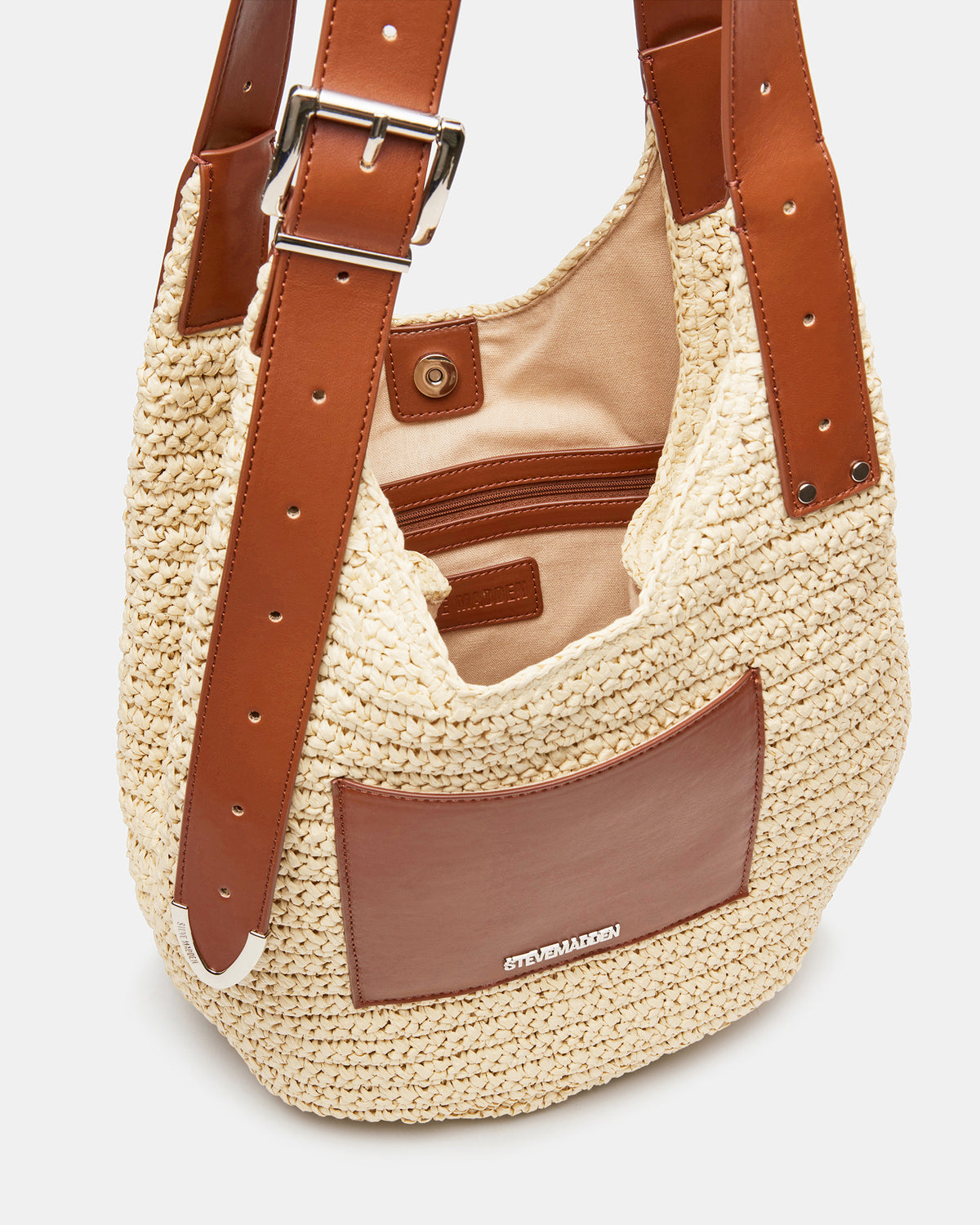 HIPPEE Cognac Multi Women's Belt Tip Buckle Shoulder Strap Bag - Steve Madden