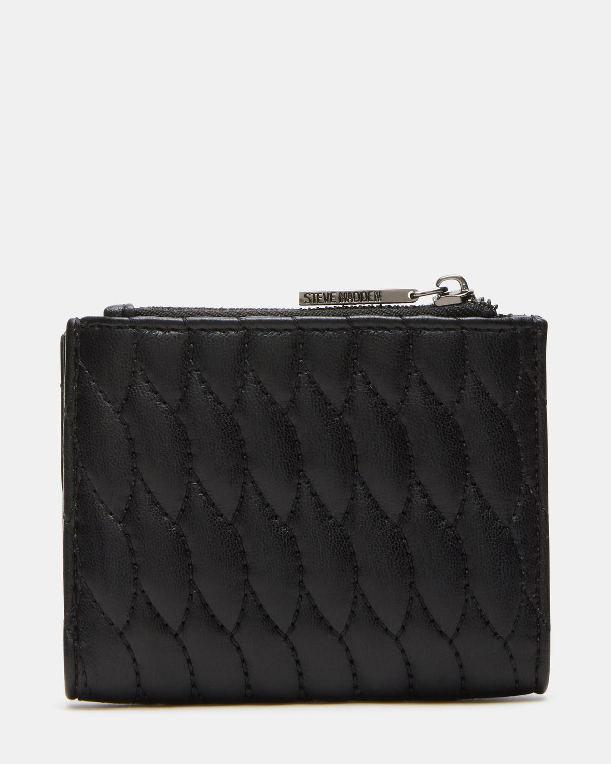 BAZAR Wallet Black Quilted Top-Zipper Button-Snap Mini Wallet - Steve Madden