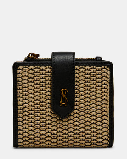JEM STRAW Black Natural Bifold Wallet - Steve Madden