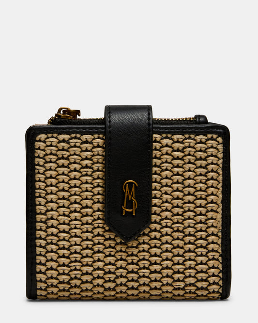 JEM STRAW Black Natural Bifold Wallet - Steve Madden