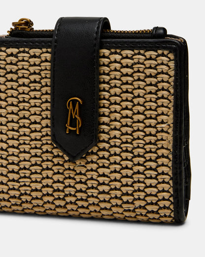JEM STRAW Black Natural Bifold Wallet - Steve Madden