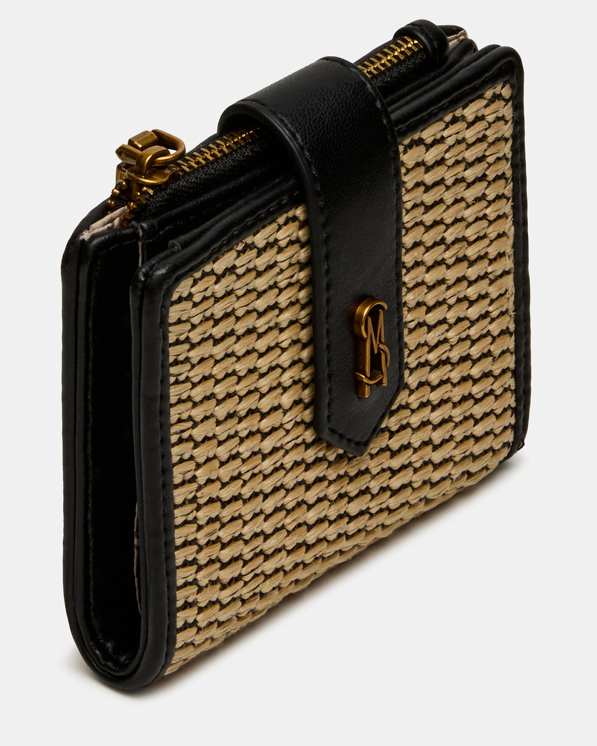 JEM STRAW Black Natural Bifold Wallet - Steve Madden