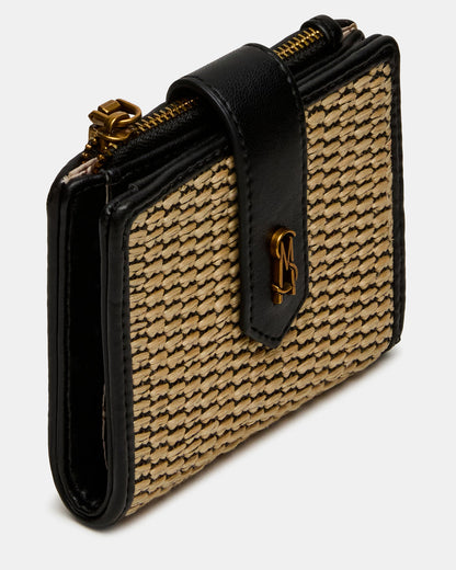 JEM STRAW Black Natural Bifold Wallet - Steve Madden