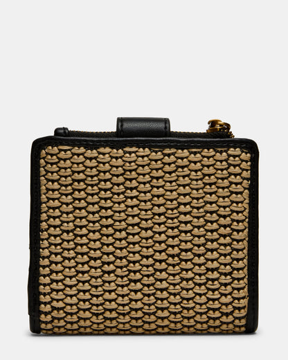 JEM STRAW Black Natural Bifold Wallet - Steve Madden