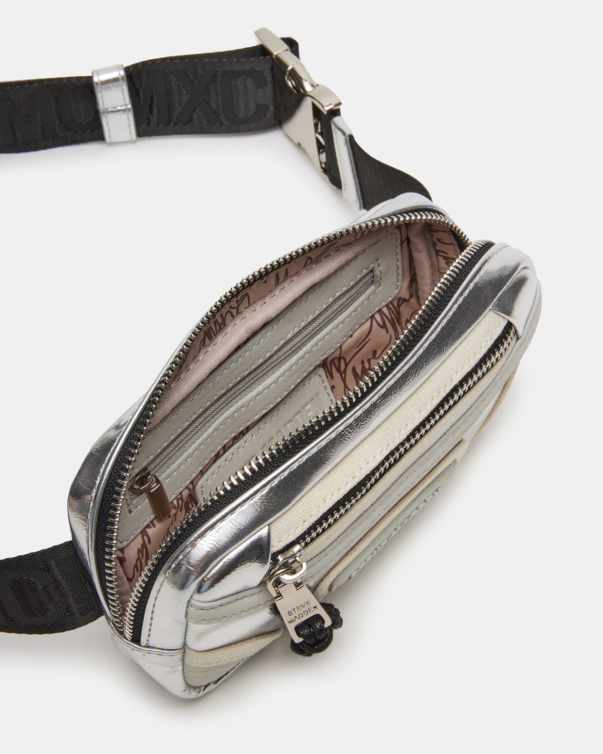 MADRIDD Belt Bag Silver | Women's Handbags - Steve Madden