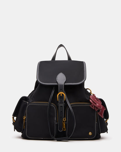 STUDIO Bag Black Nylon Cargo Pocket Drawstring Women's Backpack Handbag - Steve Madden