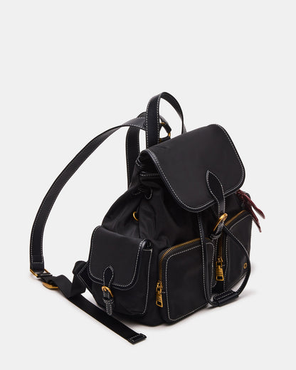 STUDIO Bag Black Nylon Cargo Pocket Drawstring Women's Backpack Handbag - Steve Madden
