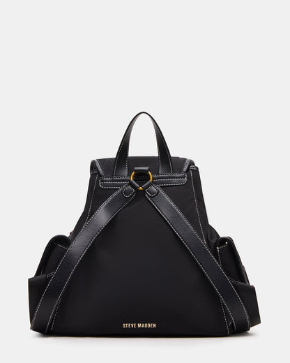 STUDIO Bag Black Nylon Cargo Pocket Drawstring Women's Backpack Handbag - Steve Madden