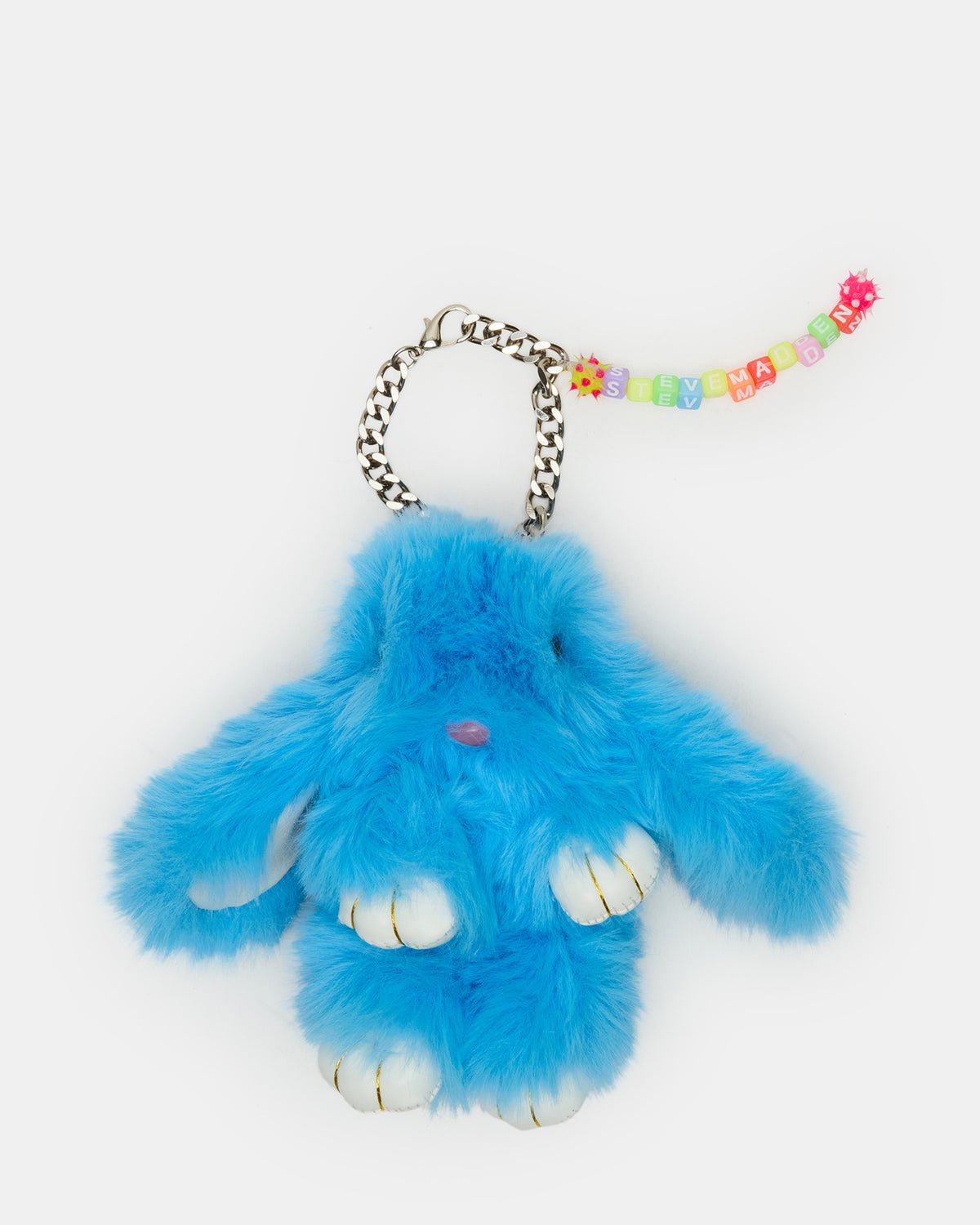 BUNNY BAG CHARM Blue Multi-Colored Alphabet Letter Beaded Plush Bunny Bag Charm - Steve Madden