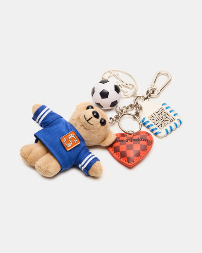 GOAL BAG CHARM Blue Multi Stuffed Bear Attachable Bag Charm - Steve Madden
