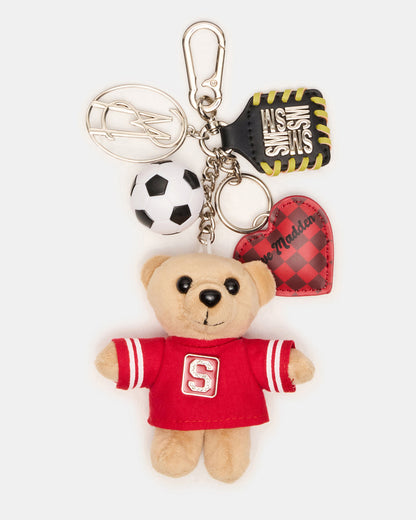 GOAL BAG CHARM Red Multi Stuffed Bear Attachable Bag Charm - Steve Madden