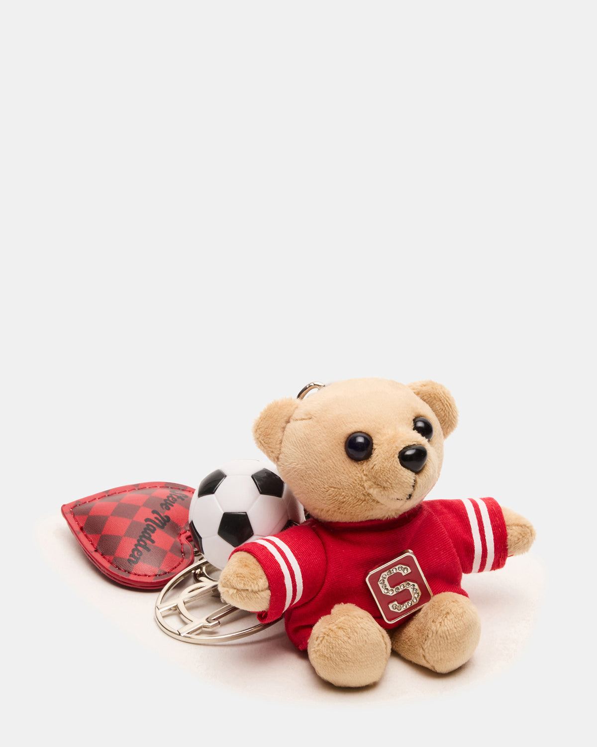 GOAL BAG CHARM Red Multi Stuffed Bear Attachable Bag Charm - Steve Madden