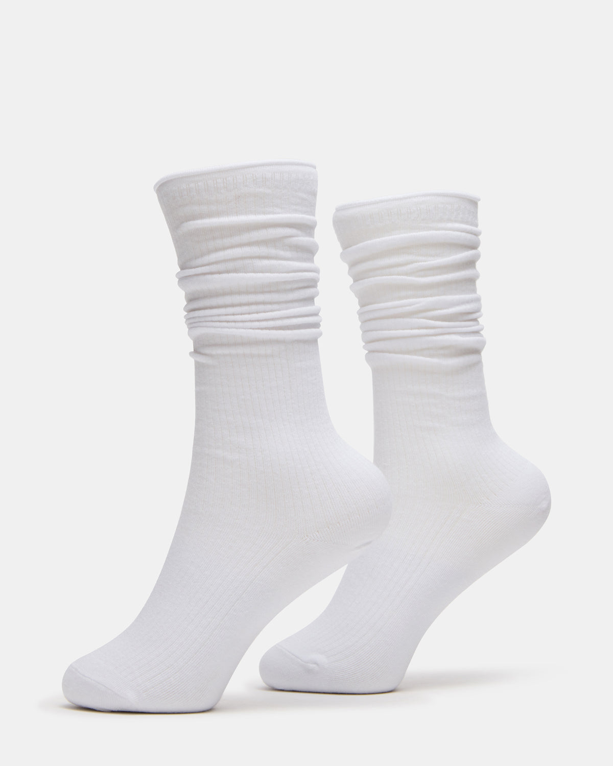 2 PACK RIB SLOUCH SOCKS WHITE Women's Ribbed Quarter Socks - Steve Madden