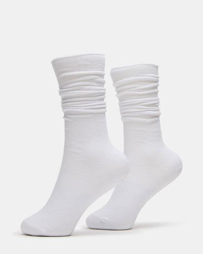 2 PACK RIB SLOUCH SOCKS WHITE Women's Ribbed Quarter Socks - Steve Madden