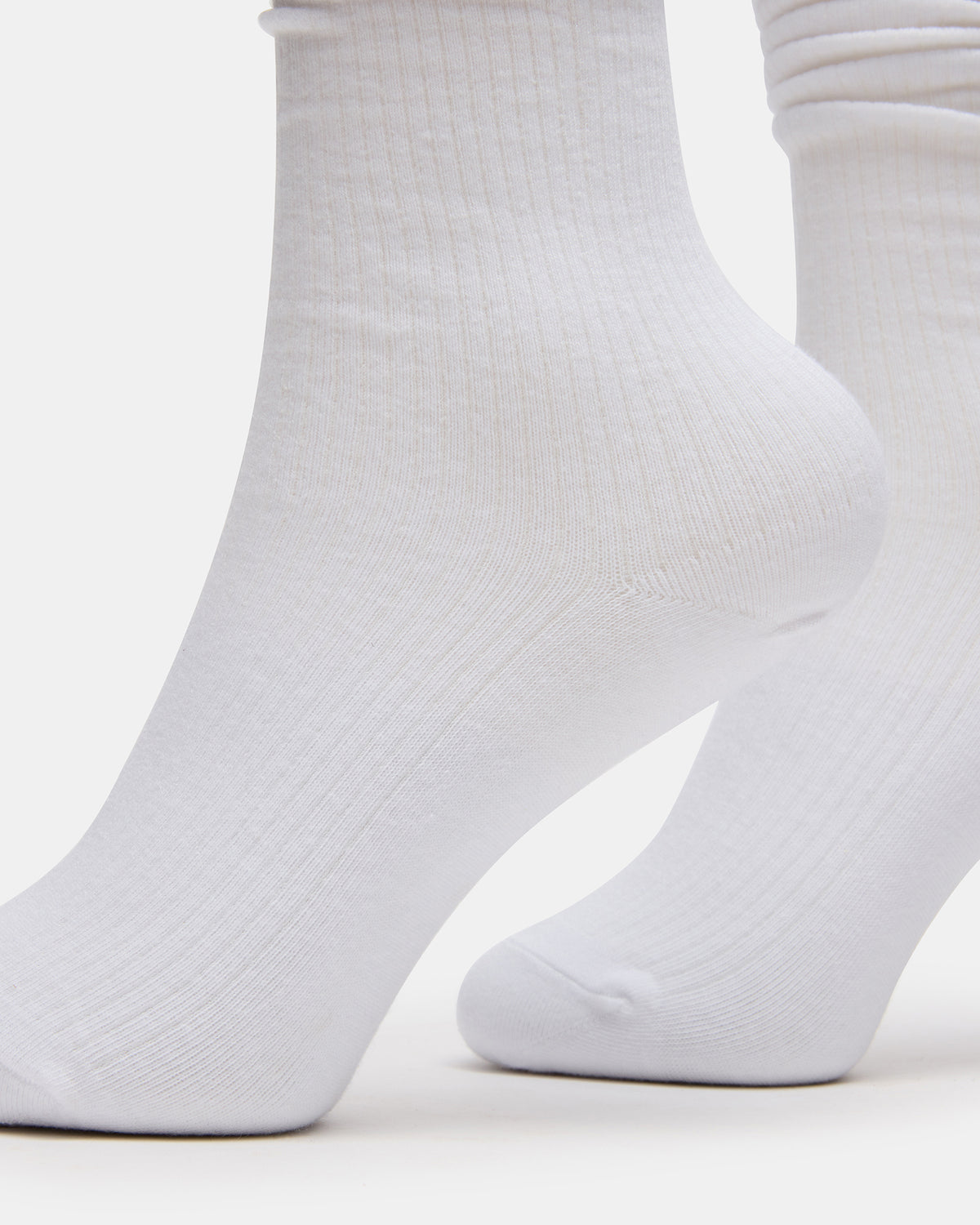 2 PACK RIB SLOUCH SOCKS WHITE Women's Ribbed Quarter Socks - Steve Madden