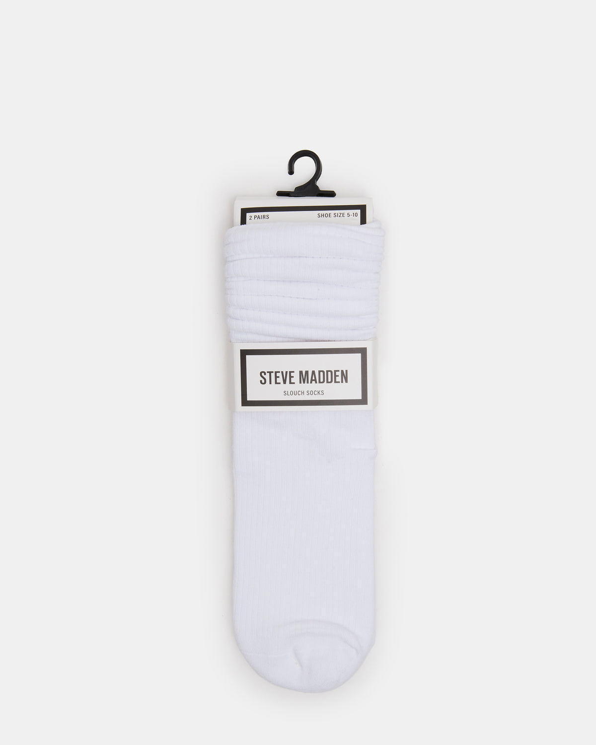 2 PACK RIB SLOUCH SOCKS WHITE Women's Ribbed Quarter Socks - Steve Madden