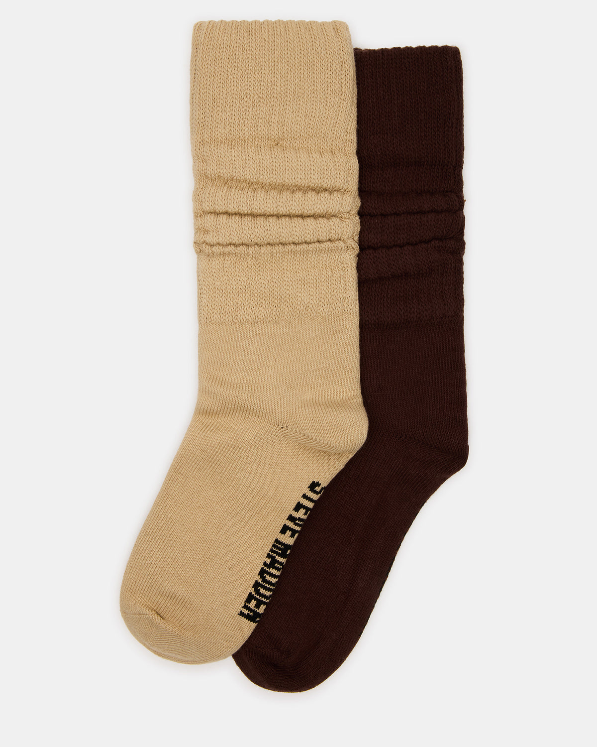 2 PACK RIB SLOUCH SOCKS TAN MULTI Women's Ribbed Quarter Socks - Steve Madden