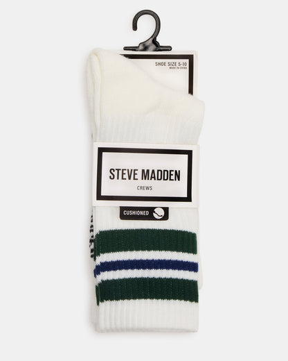 WYNN 2 PACK STRIPE ATHLEISURE SOCKS Egret Women's Stripe Athletic Socks - Steve Madden