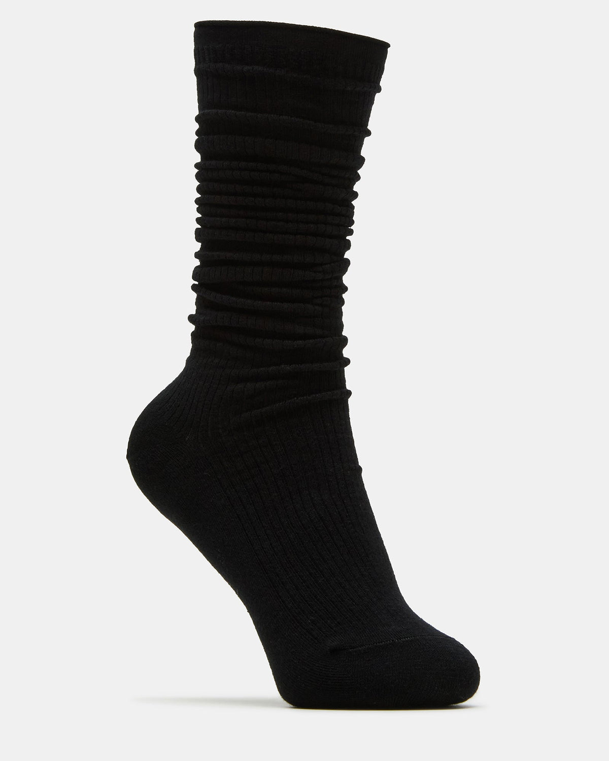 2 PACK SLOUCHY CREW SOCKS BLACK WHITE Scrunch Socks - Steve Madden