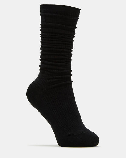 2 PACK SLOUCHY CREW SOCKS BLACK WHITE Scrunch Socks - Steve Madden