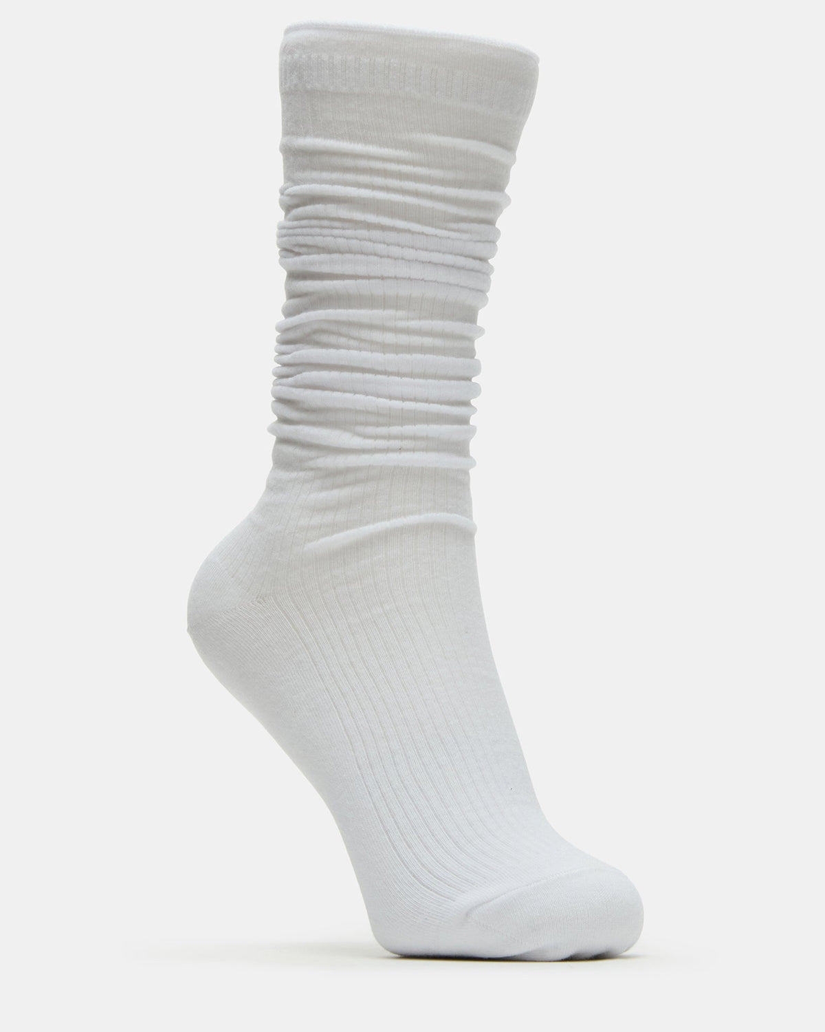 2 PACK SLOUCHY CREW SOCKS BLACK WHITE Scrunch Socks - Steve Madden