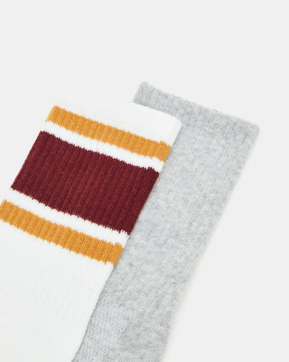 VARSITY CREW SOCKS Bone Multi Women's Stripe Detail Socks - Steve Madden