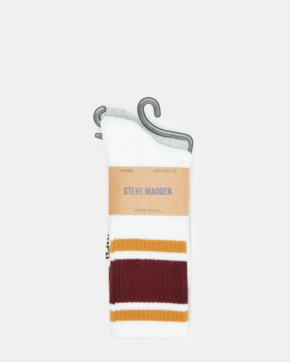 VARSITY CREW SOCKS Bone Multi Women's Stripe Detail Socks - Steve Madden