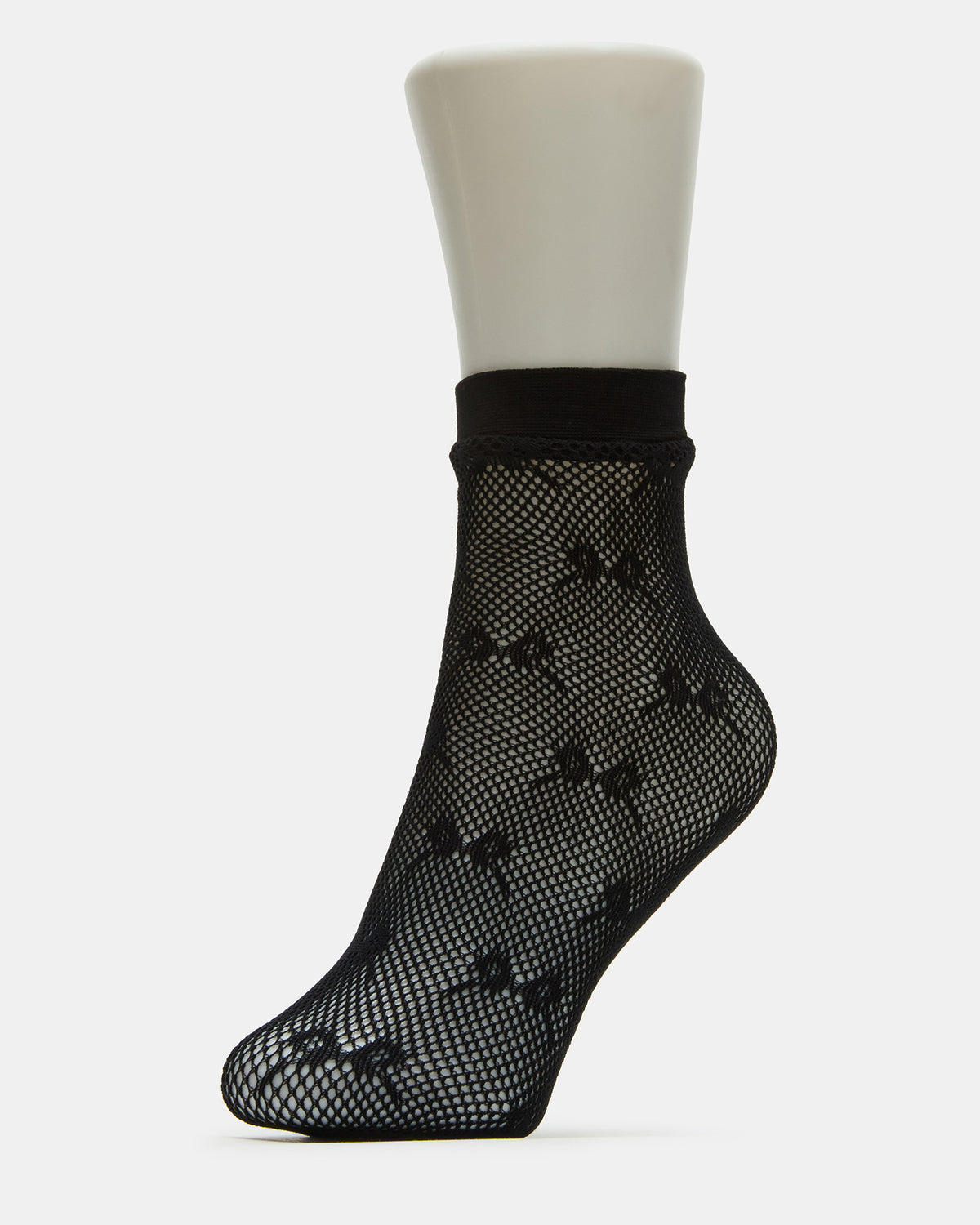 2 Pack Bow Fishnet Anklet Women's Lace Quarter Socks Black - Steve Madden