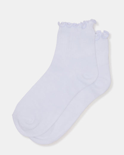 LETTUCE EDGE ANKLET SOCKS White Women's Anklet Socks - Steve Madden
