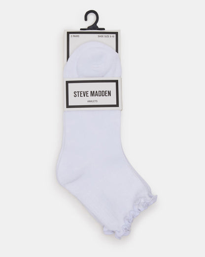LETTUCE EDGE ANKLET SOCKS White Women's Anklet Socks - Steve Madden